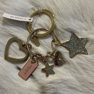 COACH Hearts and Stars Keychain NWT